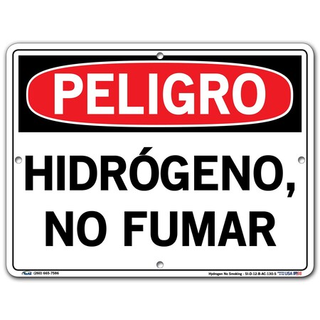 Vestil Aluminum Composite Sign, 9-1/2" Height, 12-1/2" Width, Aluminum Composite, Rectangle, Spanish SI-D-12-B-AC-130-S